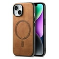 thumbnail image 1 of Magnetic for iPhone 15 Plus PU Leather Case, [Compatible with Mag-Safe] Slim Shockproof Protective Phone Cove Support Car Mount Holder for iPhone 15 Plus, Brown, 1 of 11