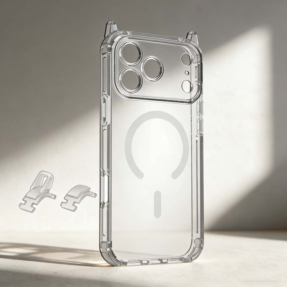 Magnetic For iPhone 15 Plus Phone Case,Compatible With Mag-Safe,Clear Transparent Back Design,With Removable Hanging Rope Buckle(Without Lanyard),Shockproof Anti-fall Phone Case,Clear