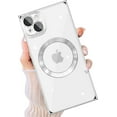thumbnail image 1 of Magnetic for iPhone 15 Plus case Clear Compatible with Magsafe [Non-Yellowing & Camera Lens Protector] Plated Soft TPU Shockproof Protective Phone Case for iPhone 15 Plus Silver, 1 of 16