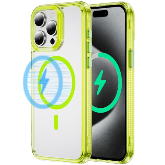 Magnetic for iPhone 15 Pro/ 6.1" Case, Compatible with Magsafe Military Shockproof Protective Bumper Cute Transparent Slim Anti-Yellowing Phone Case for iPhone 15 Pro Cover,