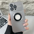 thumbnail image 1 of Magnetic for iPhone 15 Pro Case, Compatible with MagSafe, Camera Lens Protection, Logo View, Ultra Slim Military Grade Drop Proof Glossy Hard PC Phone Case Cover for iPhone 15 Pro, Gray, 1 of 8