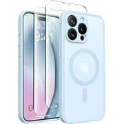 Magnetic for iPhone 15 Pro Case, [Compatible with MagSafe] [Full Camera Protection] Shockproof Protective Slim Translucent Matte Phone Case for iPhone 15 Pro 6.1, Light Blue