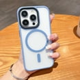 thumbnail image 1 of Magnetic for iPhone 15 Pro Case, [Compatible with MagSafe] Shockproof Wireless Charging Soft TPU Phone Bumper Cover Anti-Scratch Clear Hard PC Back for iPhone 15 Pro, Blue, 1 of 9