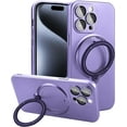 thumbnail image 1 of Magnetic for iPhone 15 Pro Case with Ring Holder Compatible with Magsafe Cover Camera Lens Protector Shockproof Soft TPU 360° Rotatable Kickstand Phone Case for iPhone 15 Pro Purple, 1 of 13