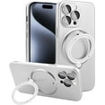 thumbnail image 1 of Magnetic for iPhone 15 Pro Case with Ring Holder Compatible with Magsafe Cover Camera Lens Protector Shockproof Soft TPU 360° Rotatable Kickstand Phone Case for iPhone 15 Pro Silver, 1 of 7