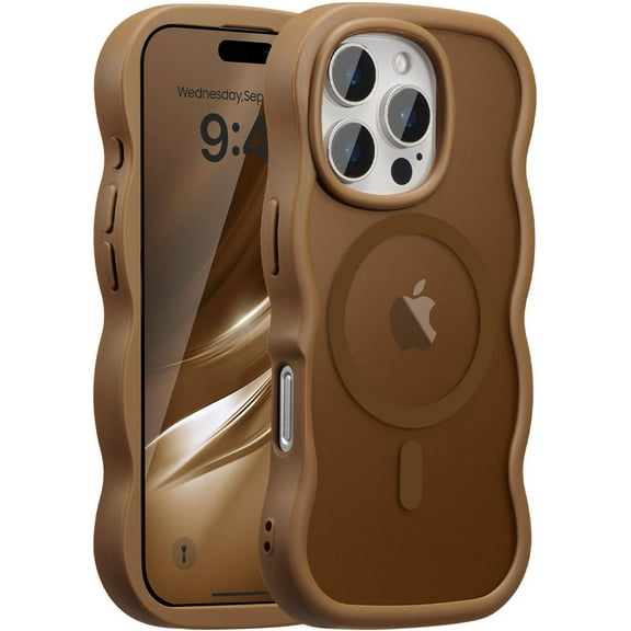 Magnetic for iPhone 15 Pro Max Case, Compatible with MagSafe, 2025 Transparent Wave Frame Design Case Soft Edge Cover Cute Clear Matte Shockproof Protective Phone Cover