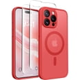thumbnail image 1 of Magnetic for iPhone 15 Pro Max Case, [Compatible with MagSafe] [Full Camera Protection] Shockproof Protective Slim Translucent Matte Phone Case for iPhone 15 Pro Max 6.7'', Watermelon Red, 1 of 15