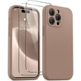 thumbnail image 1 of Magnetic for iPhone 15 Pro Max Case, [Compatible with Magsafe] [Food Grade Silicone] Upgraded Camera & Screen Protection Phone Case with [2 Screen Protectors], 6.7 inch, Light Brown, 1 of 15