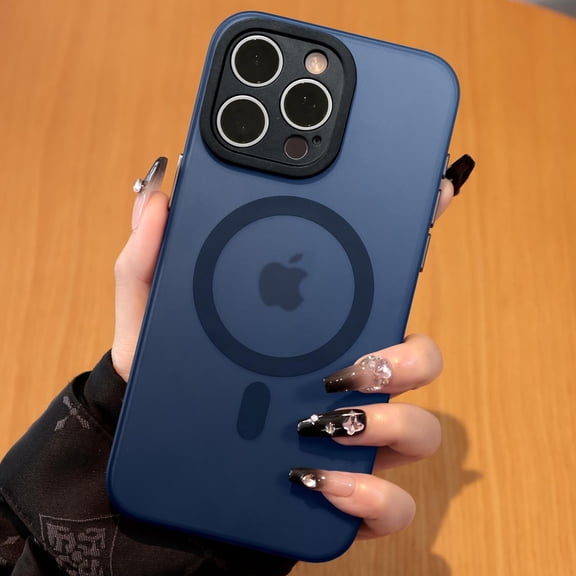 Magnetic for iPhone 15 Pro Max Case with Full Camera Protection [No.1 Strong N56 Magnets] [Military Grade Drop Protection] One-piece Matte Back Slim Thin Phone Case 6.7'', Blue TItantium
