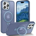 thumbnail image 1 of Magnetic for iPhone 15 Pro Max Case with Ring Stand, [10 FT Drop Protection] [Velvety Touch] Slim Translucent Matte Back Shockproof Phone Case for iPhone 15 Pro Max 6.7'', Sierra Blue, 1 of 14