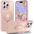 thumbnail image 1 of Magnetic for iPhone 15 Pro Max Case with Ring Stand, [10 FT Drop Protection] [Velvety Touch] Slim Translucent Matte Back Shockproof Phone Case for iPhone 15 Pro Max 6.7'', Pink, 1 of 14