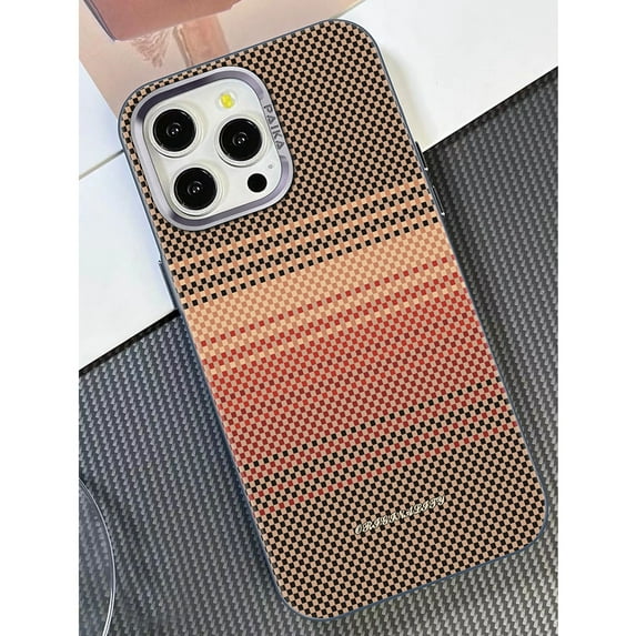 Magnetic For iPhone 15 Pro Max Phone Case,Compatible with Mag-Safe,Gradual Checkerboard Pattern Design,Shockproof Military-Grade Protection Rugged Ultra Slim Thin Fit Phone Case,Red