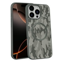 Magnetic For iPhone 15 Pro Phone Case,Camouflage Pattern PU Leather Back Design,Compatible with Mag-Safe,Anti-Scratch Shockproof Anti-fall Drop Protection,Ultra Slim Phone Case,Darkgray