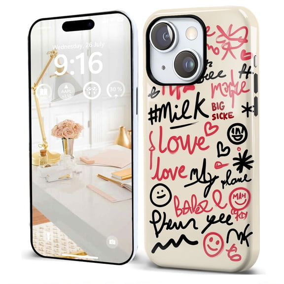 Magnetic for iPhone 15 Pro max Case (Compatible with MagSafe) (Military Grade Drop Protection) 15 Plus Lightweight Phone CaseMatte Shockproof Phone Coverrelaxed hand-drawn graffiti-style pattern