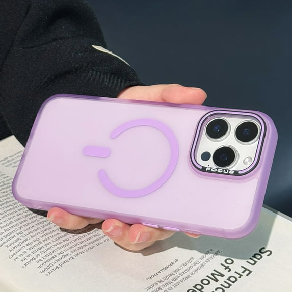 Magnetic for iPhone 16 Case, Compatible with Mag-Safe, Military-Grade Drop Protection Skin-Feel Phone Cover, Shockproof Slim Frosted Translucent Case for iPhone 16 6.1 inch, Purple
