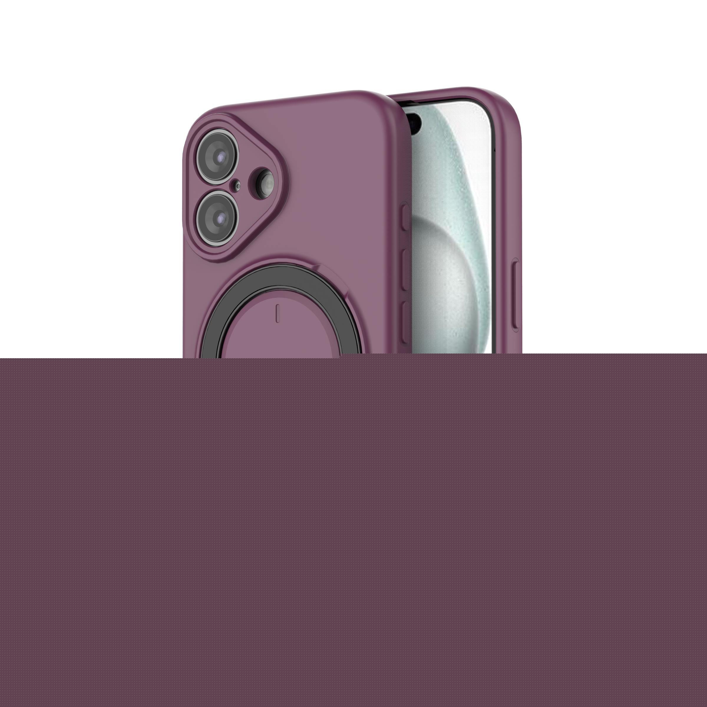 Magnetic for iPhone 16 Case, Compatible with Mag-Safe, Rotatable Kickstand Ring Holder, Shockproof Soft TPU Drop Protection Cover with Soft Microfiber Lining for iPhone 16, Purple