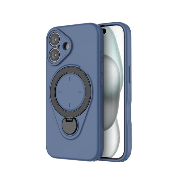 Magnetic for iPhone 16 Case, Compatible with Mag-Safe, Rotatable Kickstand Ring Holder, Shockproof Soft TPU Drop Protection Cover with Soft Microfiber Lining for iPhone 16, Blue