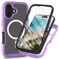 thumbnail image 1 of Magnetic for iPhone 16 Case, [Compatible with MagSafe] [Built-in Screen Protector] Dustproof Full Body Shockproof Transparent Phone Case Cover for iPhone 16 - Purple, 1 of 5