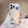 thumbnail image 1 of Magnetic for iPhone 16 Case,Compatible with MagSafe, Cute Flower Floral Design iPhone 16 Case for Women Girls, Slim Shockproof Soft TPU Bumper Hard PC Back Phone Case,F, 1 of 11
