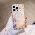 thumbnail image 1 of Magnetic for iPhone 16 Case,Compatible with MagSafe, Cute Flower Floral Design iPhone 16 Case for Women Girls, Slim Shockproof Soft TPU Bumper Hard PC Back Phone Case,G, 1 of 13