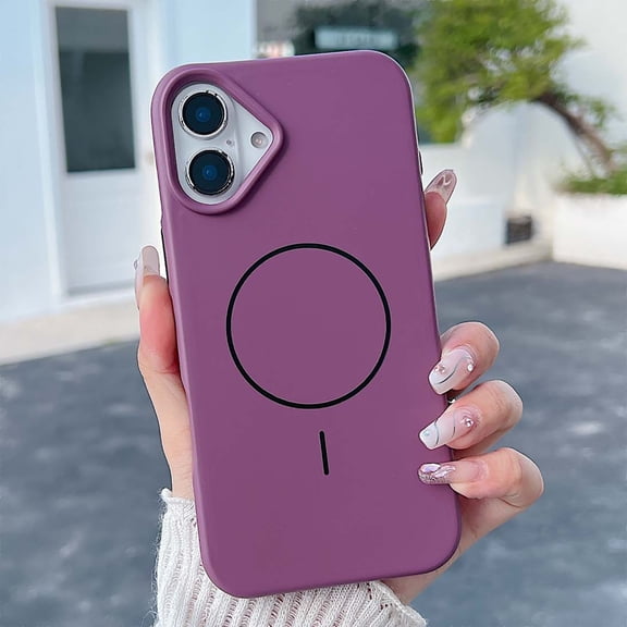 Magnetic for iPhone 16 Case (Compatible with MagSafe)(Military Grade Drop Protection) Liquid Silicone Matte Shockproof with Anti-Fingerprint Phone Cover For iPhone 16,Purple