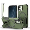 thumbnail image 1 of Magnetic for iPhone 16 Case with Crossbody Strap, [Compatible with MagSafe] Built-in Kickstand. Rugged Protection Heavy Duty Shockproof Phone Case for iPhone 16,Armygreen, 1 of 7