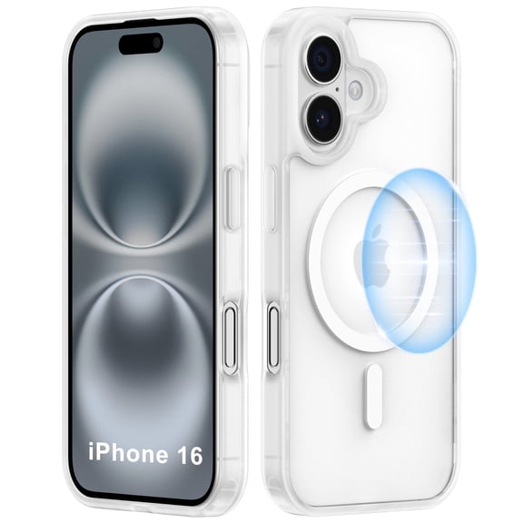 Magnetic iPhone 16 Case Semi-Clear[Compatible with Mag-Safe][Camera Protection] [Military Grade Drop Tested] Slim Translucent Matte Protective Otter Cover Box Cell Phone Case for iPhone 16(6.1" 2024)
