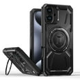 thumbnail image 1 of Magnetic for iPhone 16 Case with Stand, Compatible with Mag-Safe Charging, Shockproof Protective Cover Rugged Phone Case, Built-in Rotatable Ring Holder Kickstand for iPhone 16, Black, 1 of 6