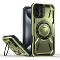 thumbnail image 1 of Magnetic for iPhone 16 Case with Stand, Compatible with Mag-Safe Charging, Shockproof Protective Cover Rugged Phone Case, Built-in Rotatable Ring Holder Kickstand for iPhone 16, Green, 1 of 6