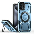 thumbnail image 1 of Magnetic for iPhone 16 Case with Stand, Compatible with Mag-Safe Charging, Shockproof Protective Cover Rugged Phone Case, Built-in Rotatable Ring Holder Kickstand for iPhone 16, Blue, 1 of 6