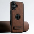 thumbnail image 1 of Magnetic for iPhone 16 PU Leather Case, Built-in Invisible Stand Compatible with Magsafe Protective Slim Kickstand Phone Case Cover Compatible with iPhone 16, Brown, 1 of 11