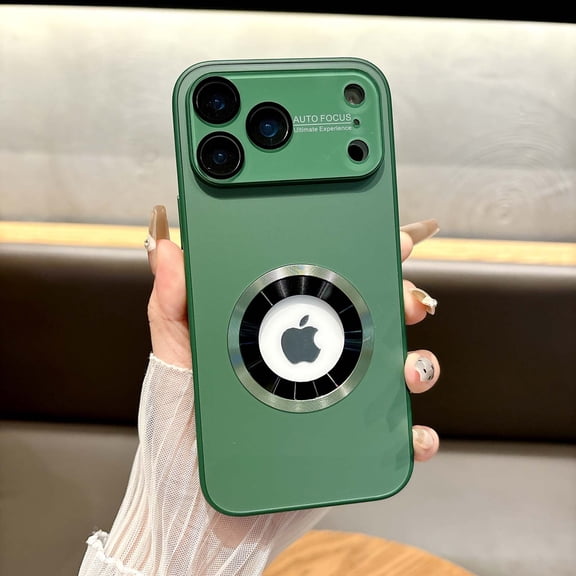 Magnetic For iPhone 16 Phone Case,Compatible with Mag-safe,Built-in Lens Protector,Logo View Design,Ultra Slim Glossy Shockproof Anti-Fall Drop Protection Rugged Phone Case,Green