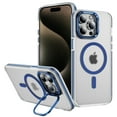 thumbnail image 1 of Magnetic for iPhone 16 Plus Case with Camera Cover Kickstand, [Compatible with MagSafe] Transparent Matte Ultra Slim Anti-Scratch Luxury Phone Case Cover for iPhone 16 Plus, Blue, 1 of 8