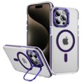 thumbnail image 1 of Magnetic for iPhone 16 Plus Case with Camera Cover Kickstand, [Compatible with MagSafe] Transparent Matte Ultra Slim Anti-Scratch Luxury Phone Case Cover for iPhone 16 Plus, Purple, 1 of 8