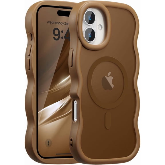 Magnetic for iPhone 16 Plus Case, Compatible with MagSafe, 2025 Transparent Wave Frame Design Case Soft Edge Cover Cute Clear Matte Shockproof Protective Phone Cover