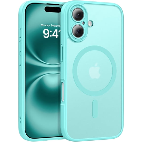 Magnetic for iPhone 16 Plus Case(Compatible with MagSafe), Full Camera Protection Translucent Matte Anti-Fingerprint Anti-Scratch Shockproof,Phone Case for iPhone 16 Plus 6.7” Turquoise