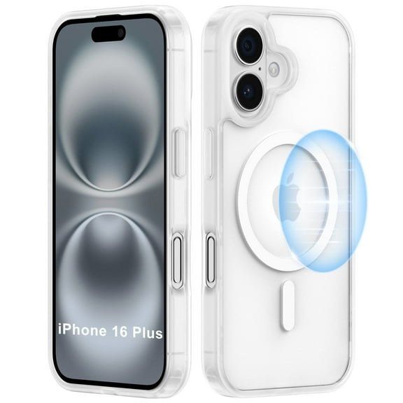 Magnetic iPhone 16 Plus Case Semi-Clear [Compatible with MagSafe][Camera Protection] [Military Grade Drop Tested] Slim Matte Protective Otter Cover Box Cell Phone Case for iPhone 16 Plus(6.7" 2024)