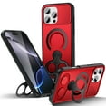 thumbnail image 1 of Magnetic For iPhone 16 Plus Phone Case,With 360° Rotatable Double Ring Kickstand,Wireless Charging Compatible,Heavy Duty Shockproof Protection Anti-fall Durable Rugged Phone Case,Red, 1 of 2