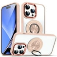 thumbnail image 1 of Magnetic for iPhone 16 Pro Case with 360° Ring Holder Kickstand [Compatible with MagSafe][Support Car Mount] Clear Non-Yellowing Shockproof Protection Phone Cover for iPhone 16 Pro, Pink, 1 of 9