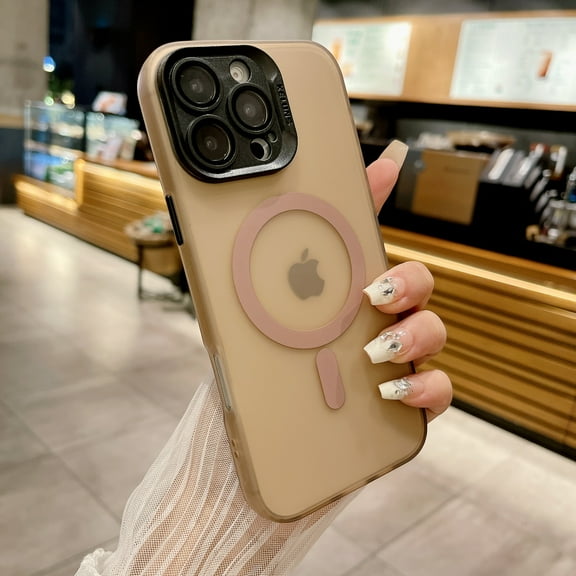 Magnetic for iPhone 16 Pro Case, [Built-in Camera Cover Bracket] [Camera Lens Protector] [Military-Grade Protection] Slim Translucent Anti-Yellow Phone Case for iPhone 16 Pro, Desertgold