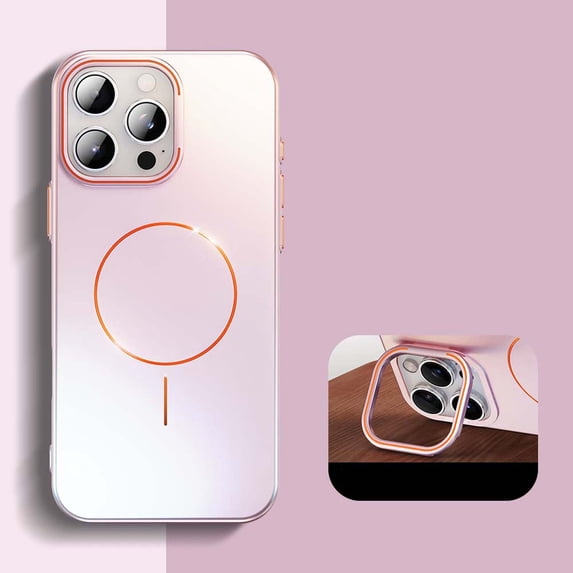 Magnetic for iPhone 16 Pro Case, Built-in Camera Stash Stand, Compatible with MagSafe, Lightweight Drop Protection Shockproof Ultra Slim Portable Phone Case for iPhone 16 Pro, Pink