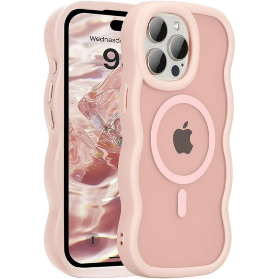 Magnetic for iPhone 16 Pro Case, Compatible with MagSafe, 2025 Transparent Wave Frame Design Case Soft Edge Cover Cute Clear Matte Shockproof Protective Phone Cover
