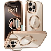 Magnetic for iPhone 16 Pro Case with Stand, [Compatible with MagSafe], [Camera Control Capture Button], [16FT Military-Grade Protection], Shockproof Slim Phone Case 6.3 Inch,Rose Gold