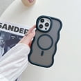 thumbnail image 1 of Magnetic for iPhone 16 Pro Case for Women Girls, [Compatible with Mag-Safe] Cute Curly Wave Frame Shape Slim Translucent Matte Design Shockproof Anti-fall Bumper Protective Cover,Black, 1 of 7