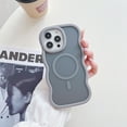 thumbnail image 1 of Magnetic for iPhone 16 Pro Case for Women Girls, [Compatible with Mag-Safe] Cute Curly Wave Frame Shape Slim Translucent Matte Design Shockproof Anti-fall Bumper Protective Cover,Gray, 1 of 7