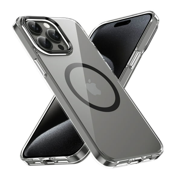Magnetic for iPhone 16 Pro Clear Case Compatible with Magsafe Military-Grade Protection Shockproof Phone Bumper,Anti-Scratch Drop Proof Anti-Fingerprint Clear Hard Back Cover Back,Black