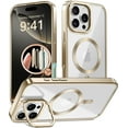 thumbnail image 1 of Magnetic for iPhone 16 Pro Max Case, Built-in Camera Stash Stand, Compatible with MagSafe, 16FT Military Protection, Shockproof Slim Phone Case for iPhone 16 ProMax 6.9",Golden, 1 of 10