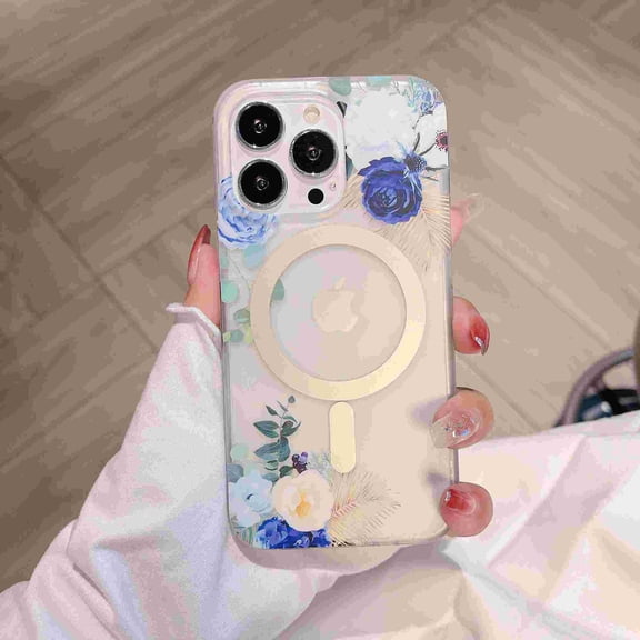 Magnetic for iPhone 16 Pro Max Case,Compatible with MagSafe, Cute Flower Floral Design iPhone 16 Pro Max Case for Women Girls, Slim Shockproof Soft TPU Bumper Hard PC Back Phone Case,F