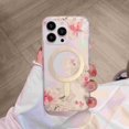 thumbnail image 1 of Magnetic for iPhone 16 Pro Max Case,Compatible with MagSafe, Cute Flower Floral Design iPhone 16 Pro Max Case for Women Girls, Slim Shockproof Soft TPU Bumper Hard PC Back Phone Case,D, 1 of 13