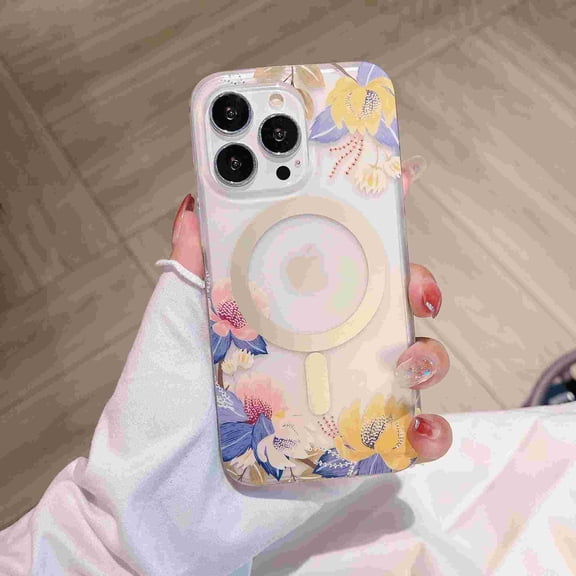 Magnetic for iPhone 16 Pro Max Case,Compatible with MagSafe, Cute Flower Floral Design iPhone 16 Pro Max Case for Women Girls, Slim Shockproof Soft TPU Bumper Hard PC Back Phone Case,G